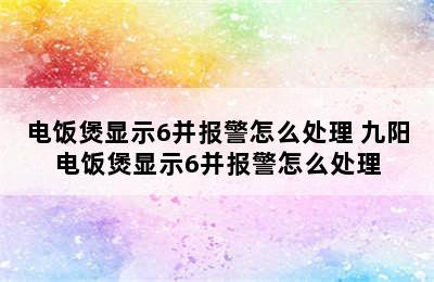 电饭煲显示6并报警怎么处理 九阳电饭煲显示6并报警怎么处理